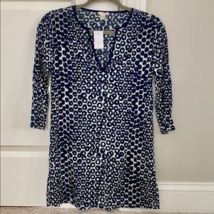 NWT J. Crew Tunic or Cover Up in XXS Navy & White